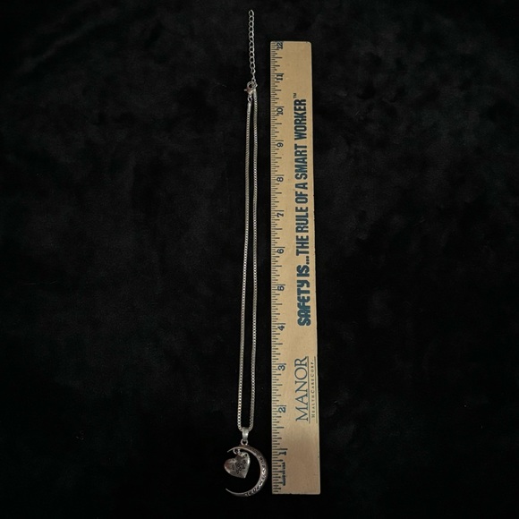 Silver Heart & Moon Pendant “I Love You To The Moon And Back” Chain Necklace - Picture 6 of 6